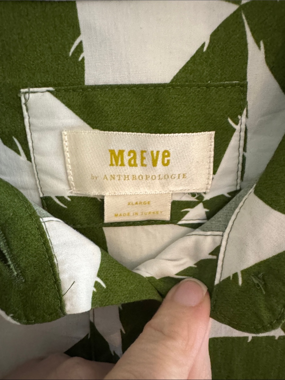 EUC Anthropologie Maeve Bettina Green White Geometric Tiered Shirtdress XL - Picture 3 of 7